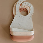 3-Pack Silicone Bibs - Pink/Cream